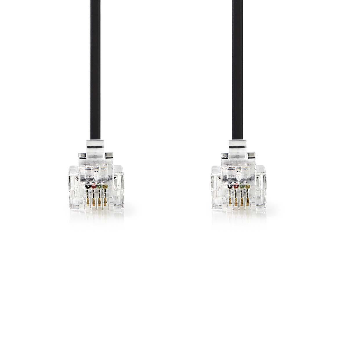 Telecom cable | RJ11 Male | RJ11 Male | 10.0 m | Cable design: Flat | Plating: Gold Plated | Cable type: RJ11 | Black