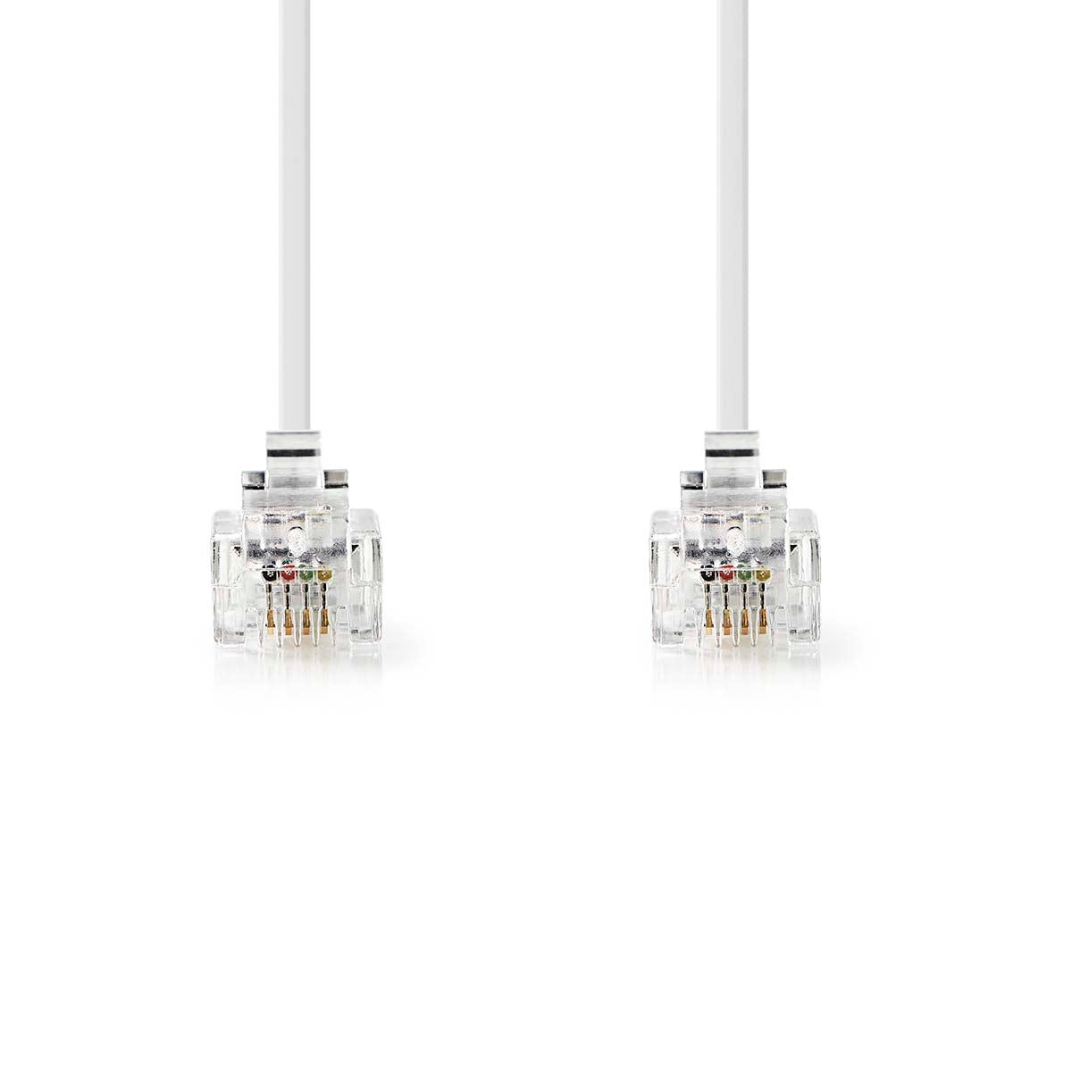 Telecom cable | RJ11 Male | RJ11 Male | 10.0 m | Cable design: Flat | Plating: Gold Plated | Cable type: RJ11 | White