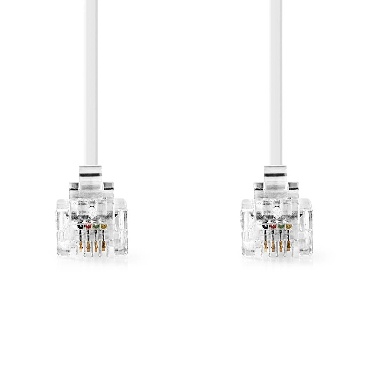Telecom cable | RJ11 Male | RJ11 Male | 10.0 m | Cable design: Flat | Plating: Gold Plated | Cable type: RJ11 | White