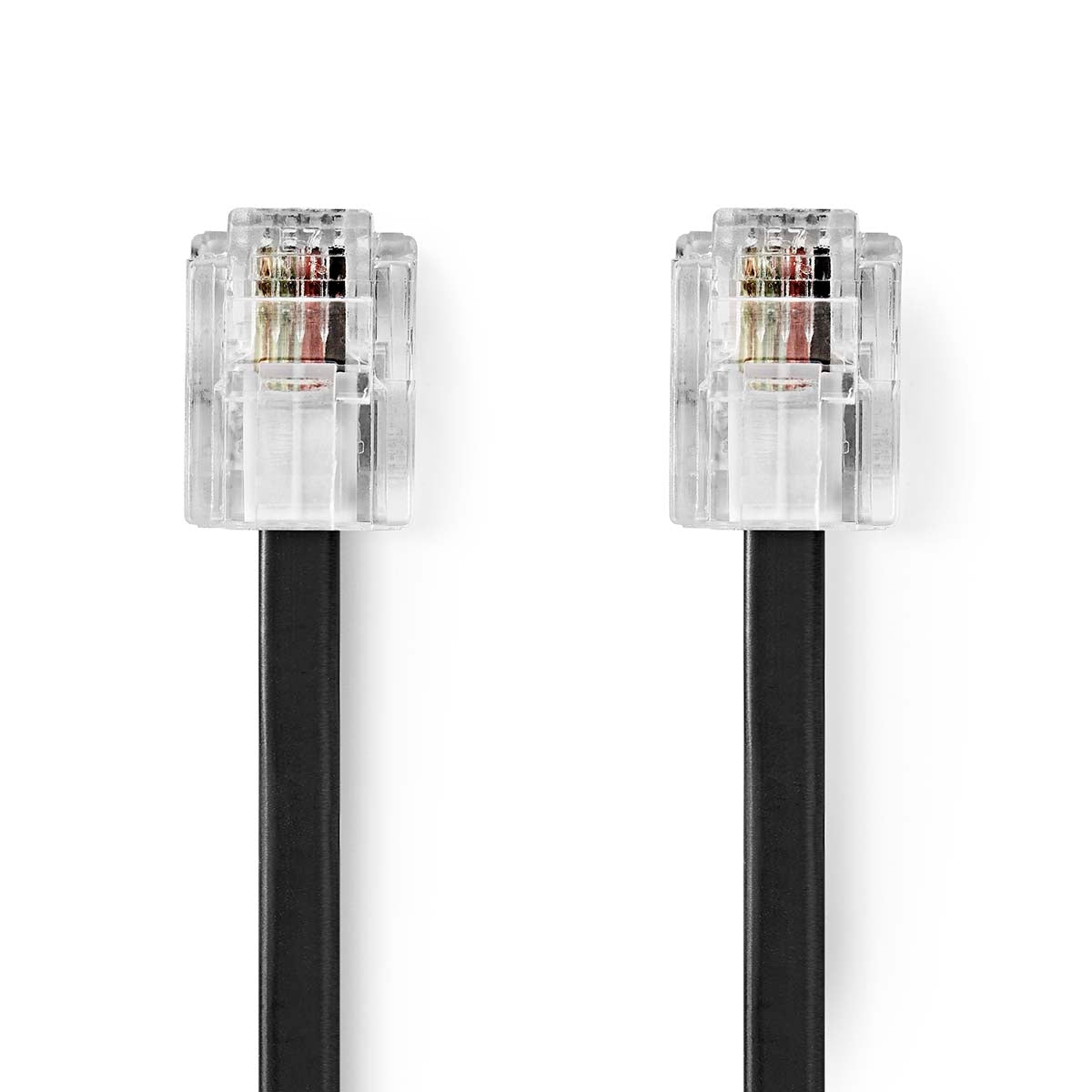 Telecom cable | RJ11 Male | RJ11 Male | 2.00 m | Cable design: Flat | Plating: Gold Plated | Cable type: RJ11 | Black