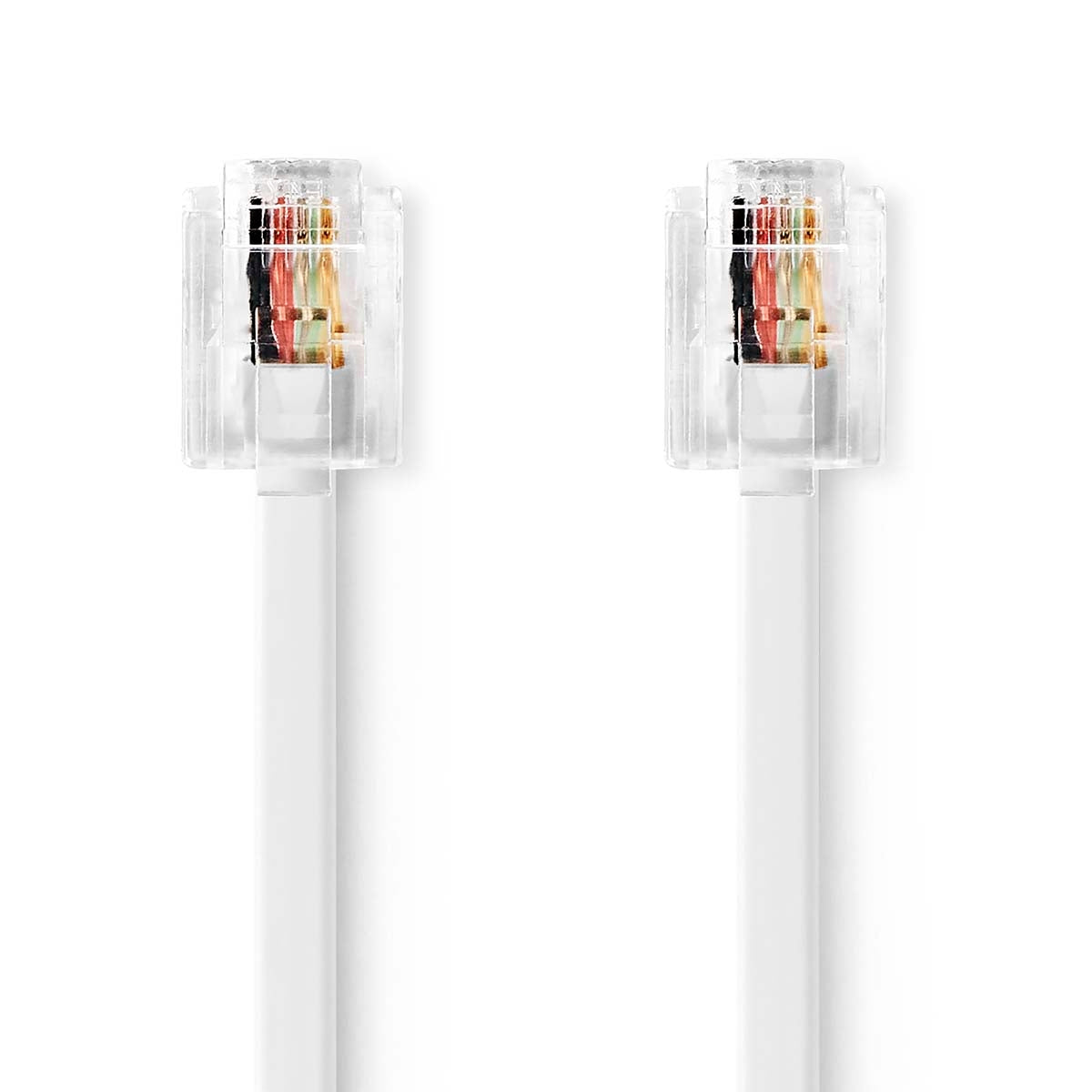 Telecom cable | RJ11 Male | RJ11 Male | 2.00 m | Cable design: Flat | Plating: Gold Plated | Cable type: RJ11 | White