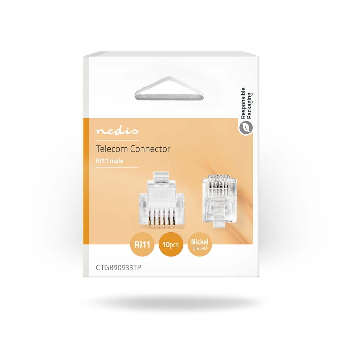 Telecom cable connector | Connector type: RJ12 | Straight | Plating: Gold Plated | PVC | Transparent