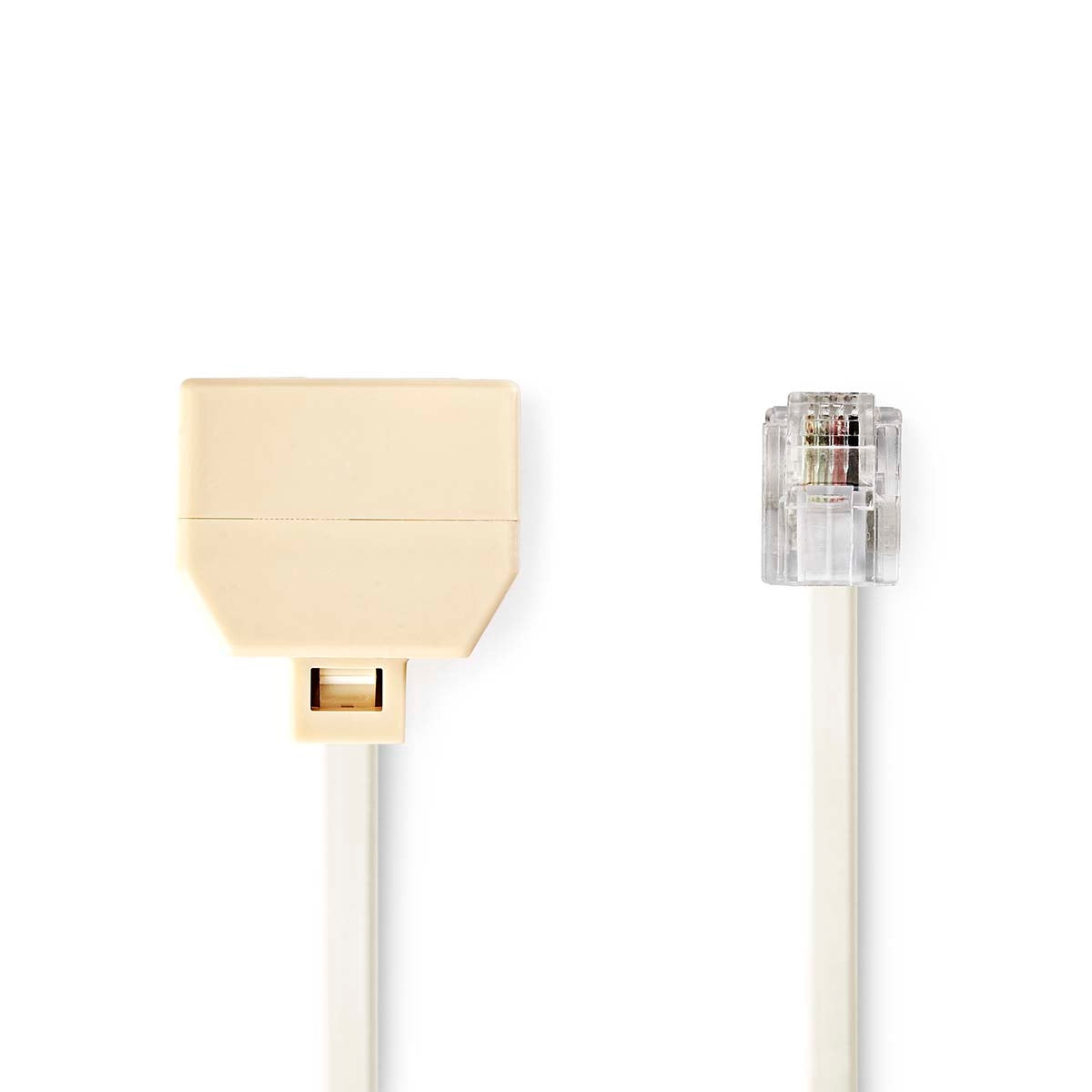 Telecom extension cable | RJ11 Male | 2x RJ11 (4/6) Female | 2.00 m | Cable design: Flat | Cable type: RJ11 | Ivory