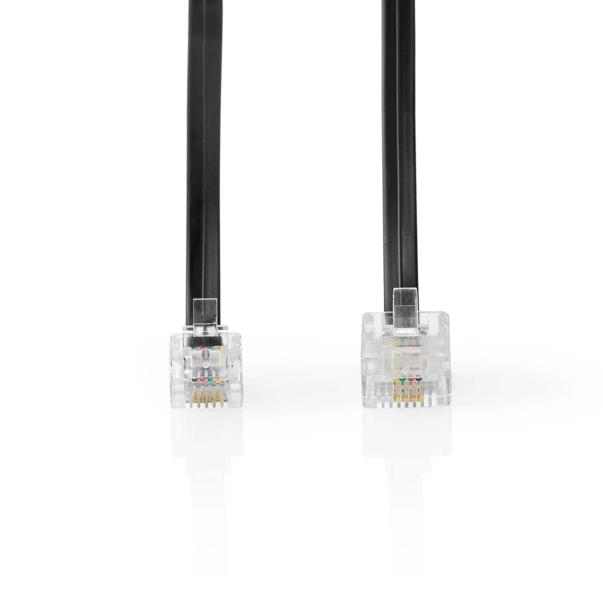 Telecom extension cable | RJ11 Male | RJ45 male | 5.00 m | Cable design: Flat | Plating: Gold Plated | Cable type: RJ11 | Black