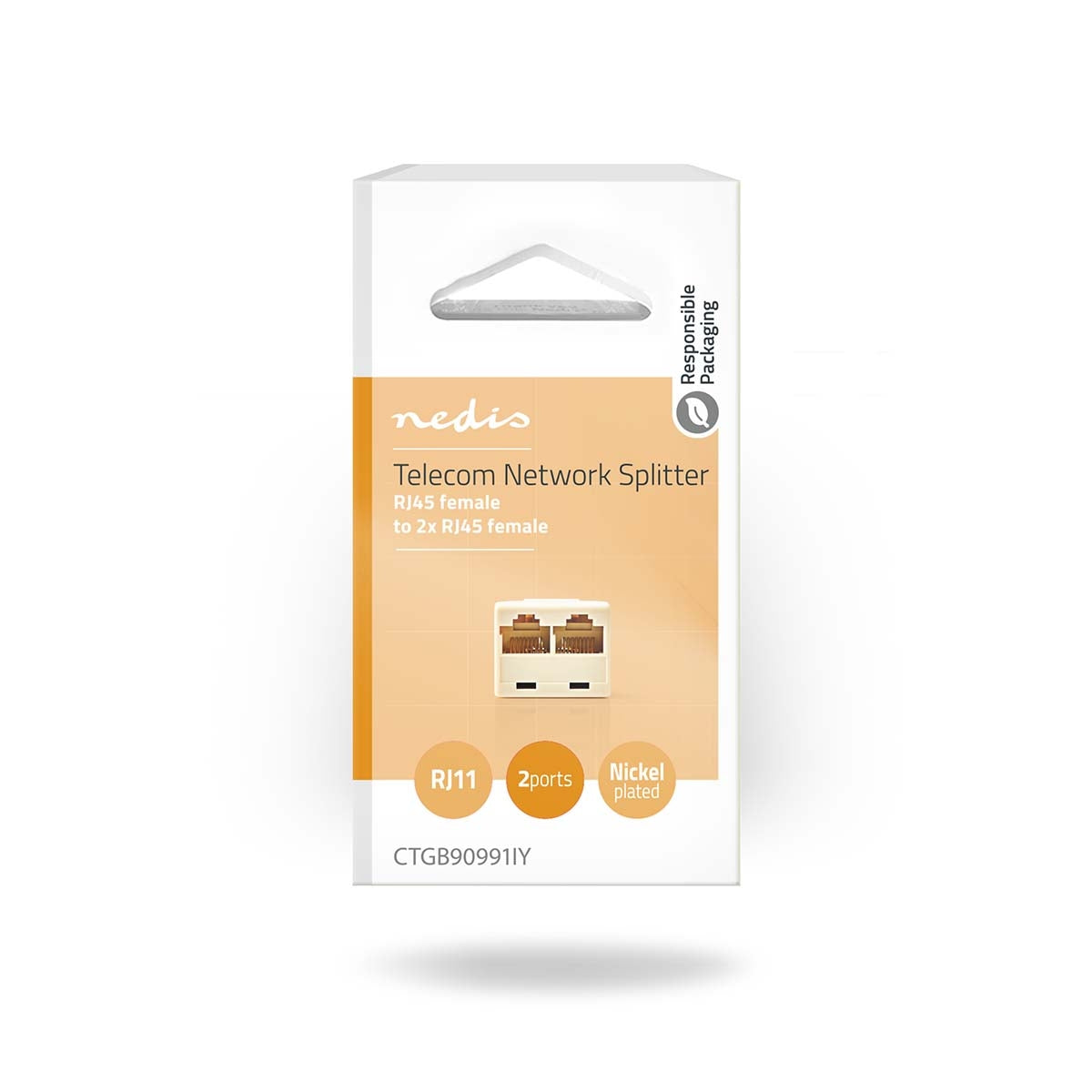 Telenet Splitter | RJ45 Female | 2x RJ45 Female | Nickel Plated | Ivory | PVC | Box