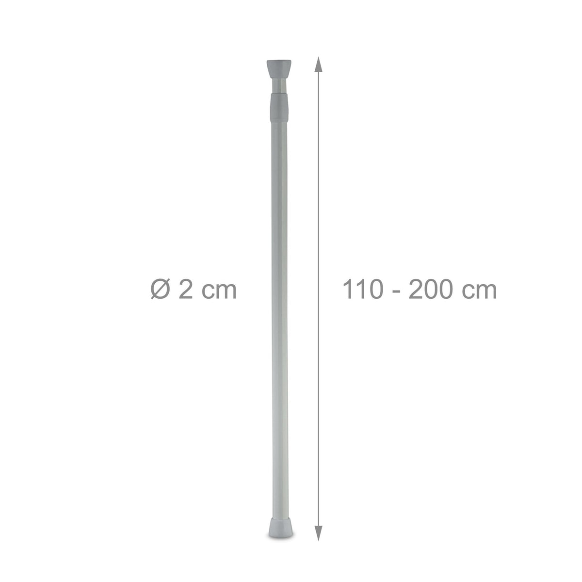 Telescopic bar in stainless steel, gray