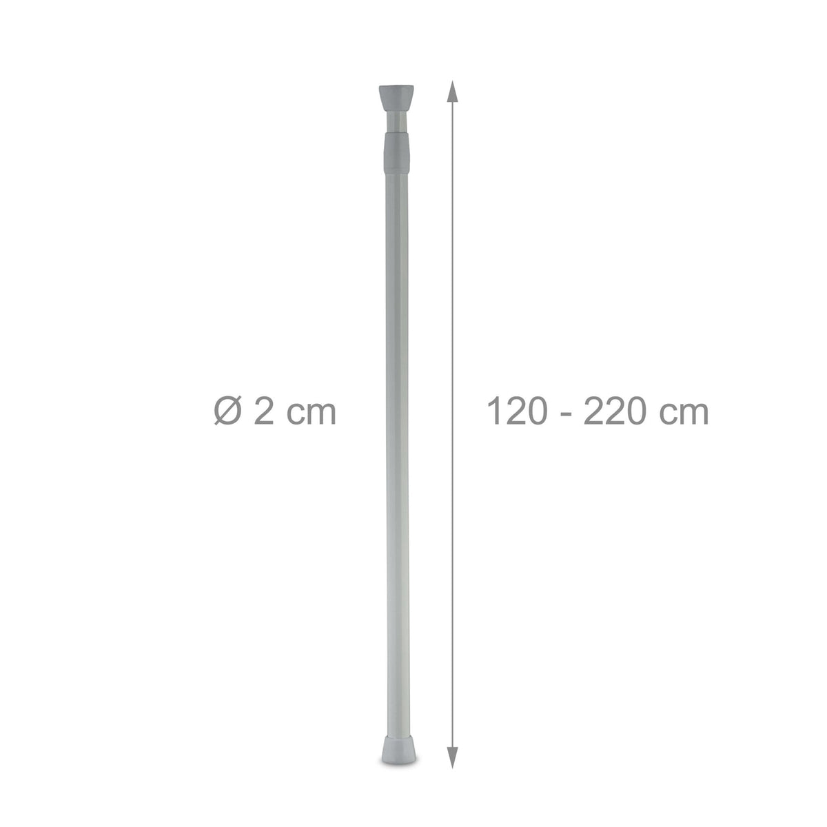 Telescopic bar in stainless steel, gray