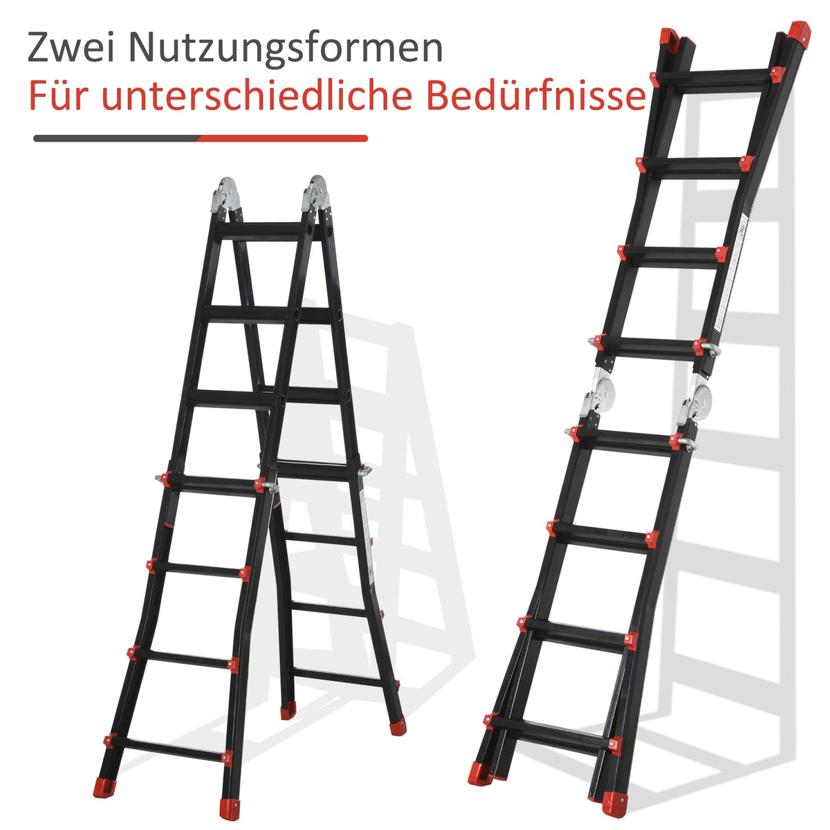 Telescopic ladder, folding ladder, 4 m aluminum ladder, non-slip aluminum ladder, A-frame telescopic extension ladder, load capacity up to 150 kg