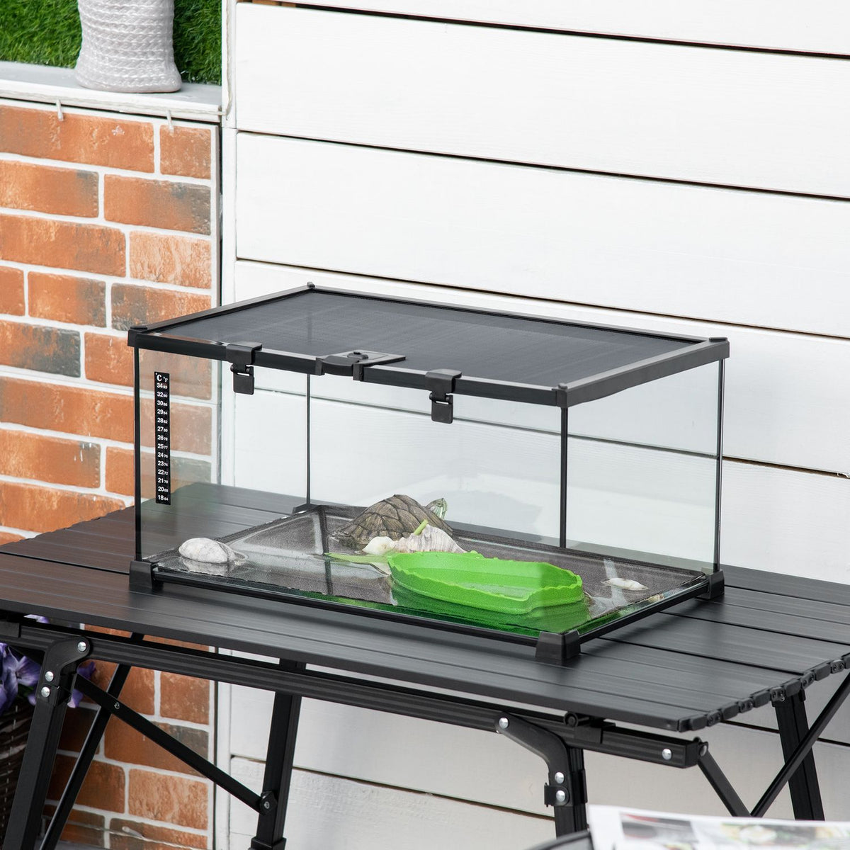 Terrarium For Reptiles Reptile Feeding Box Glass Terrarium Amphibians Arachnids With Thermometer Reptile Breeding Box 50 X 30 X 25 Cm