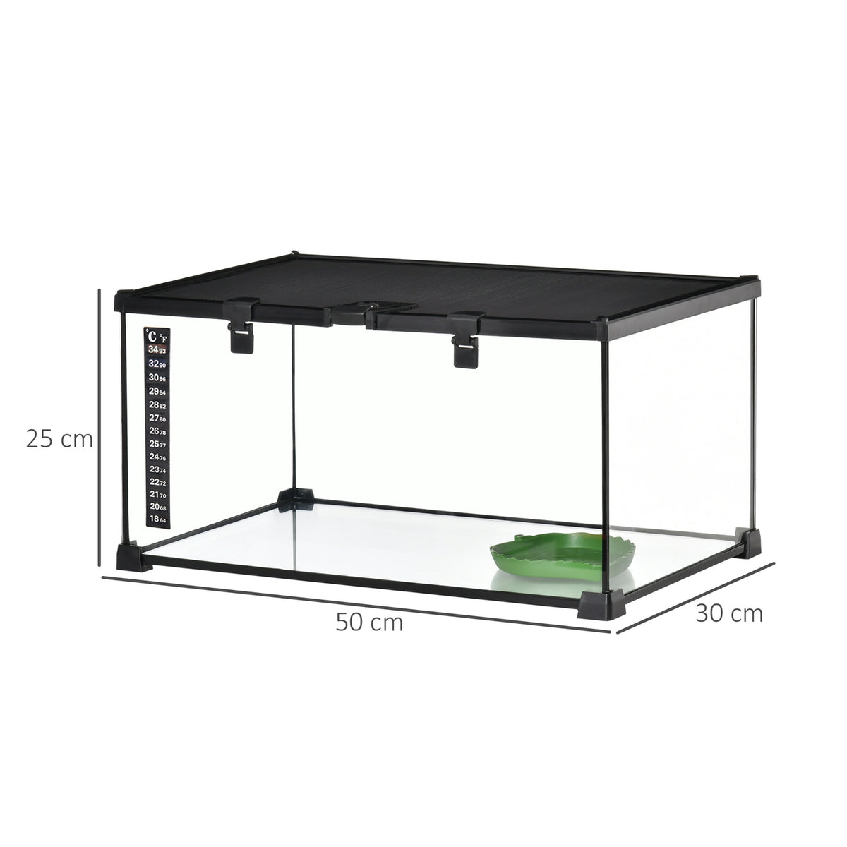 Terrarium For Reptiles Reptile Feeding Box Glass Terrarium Amphibians Arachnids With Thermometer Reptile Breeding Box 50 X 30 X 25 Cm