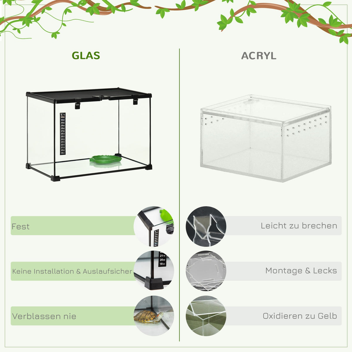 Terrarium For Reptiles Reptile Feeding Box Glass Terrarium Amphibians Arachnids With Thermometer Reptile Breeding Box Metal 50 X 30 X 35 Cm