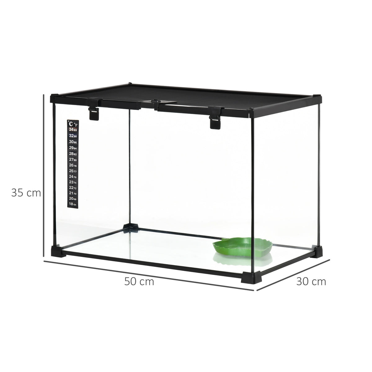 Terrarium For Reptiles Reptile Feeding Box Glass Terrarium Amphibians Arachnids With Thermometer Reptile Breeding Box Metal 50 X 30 X 35 Cm