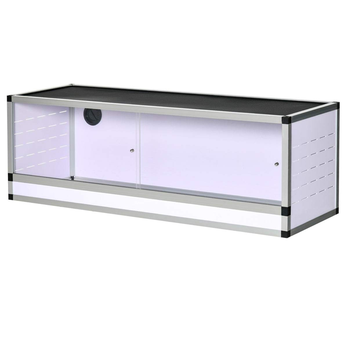 Terrarium Reptile Breeding Box For Reptiles Amphibians Arachnids Made Of Aluminum White + Silver + Black 120 X 40 X 40 Cm