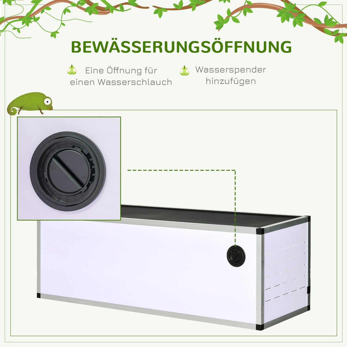Terrarium Reptile Breeding Box For Reptiles Amphibians Arachnids Made Of Aluminum White + Silver + Black 120 X 40 X 40 Cm