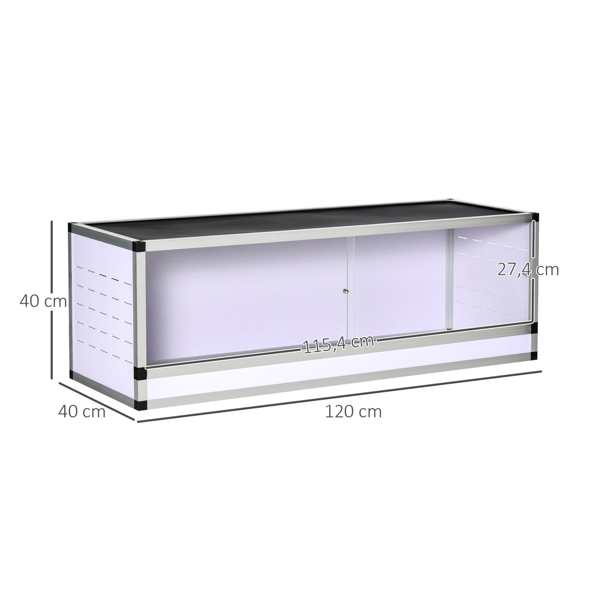Terrarium Reptile Breeding Box For Reptiles Amphibians Arachnids Made Of Aluminum White + Silver + Black 120 X 40 X 40 Cm