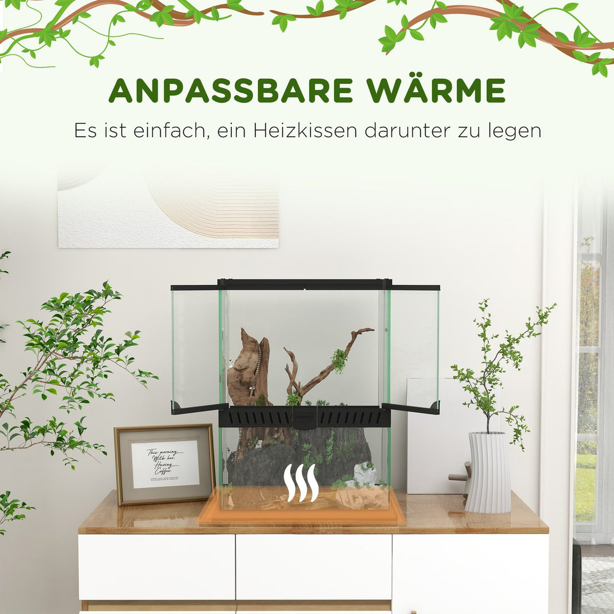 Terrarium Reptile Feeding Box Anti-Escape Ventilation 120L Glass Terrarium Cable Management Amphibians Spider Metal Black 45X45X60Cm