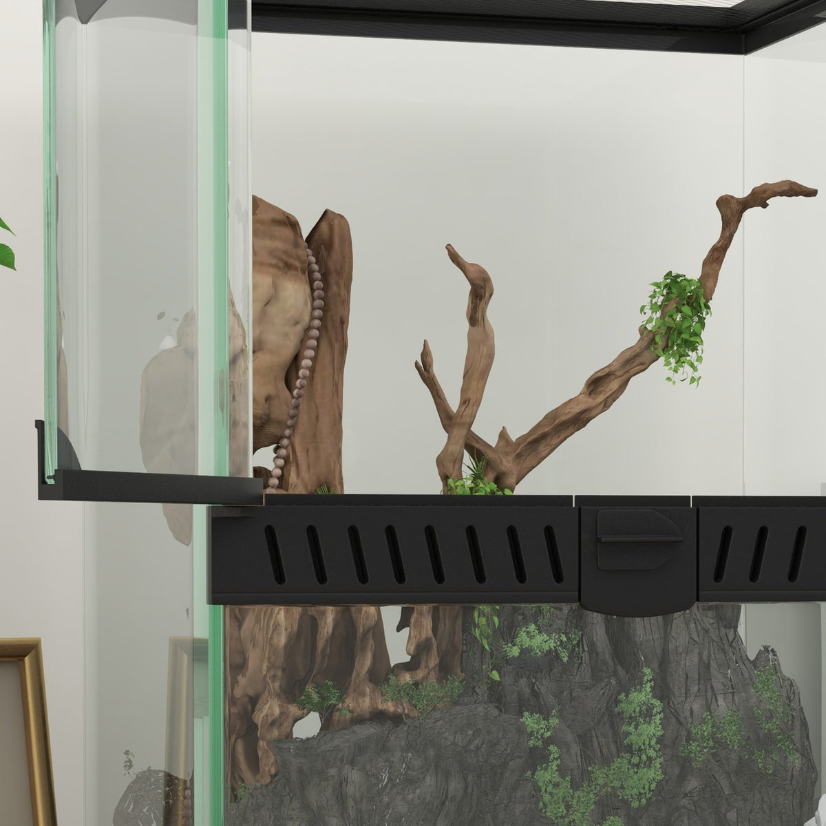 Terrarium Reptile Feeding Box Anti-Escape Ventilation 120L Glass Terrarium Cable Management Amphibians Spider Metal Black 45X45X60Cm