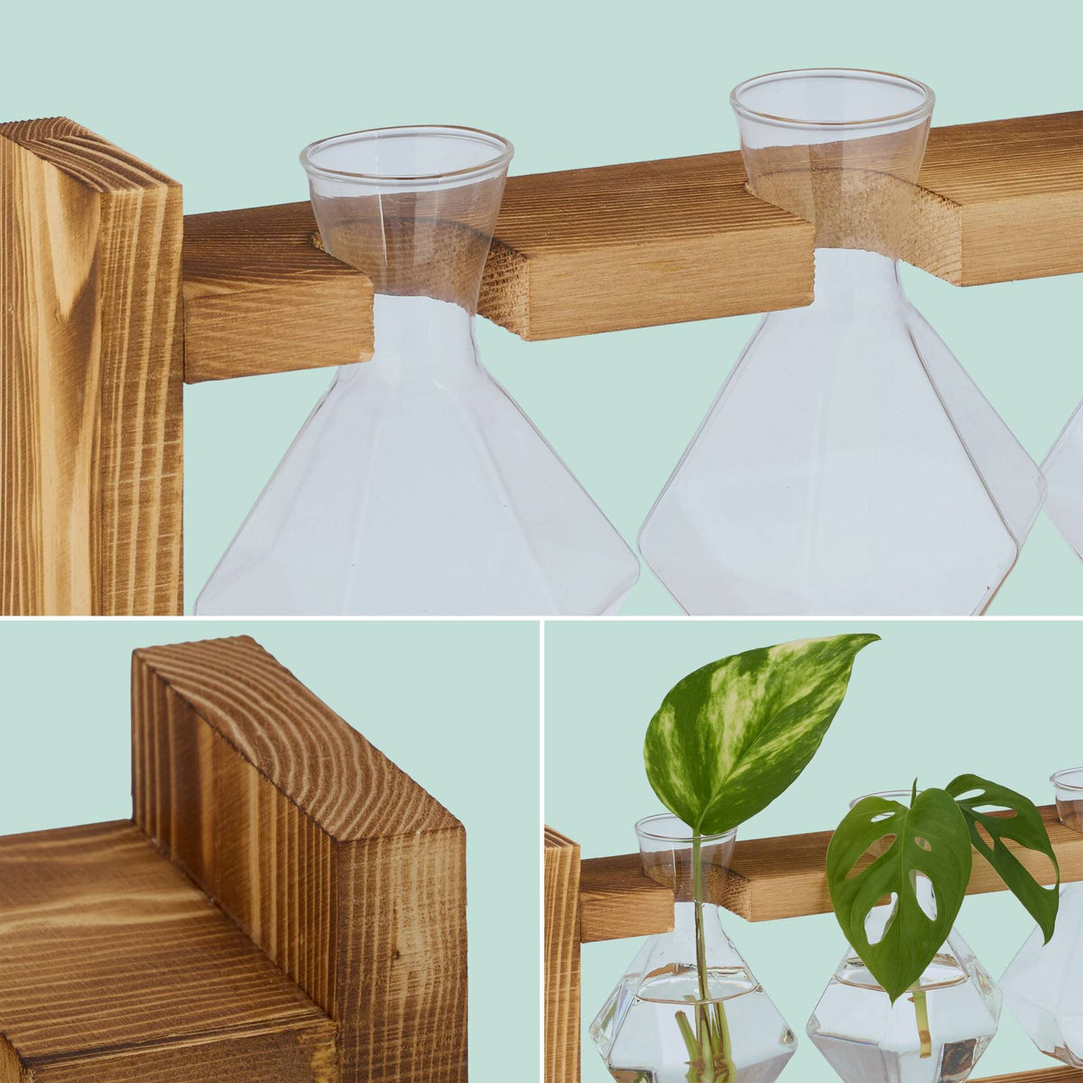 Test tube vase with stand