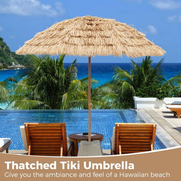 Thatched Tiki Umbrella 196 cm, Tilt, Waterproof Canopy