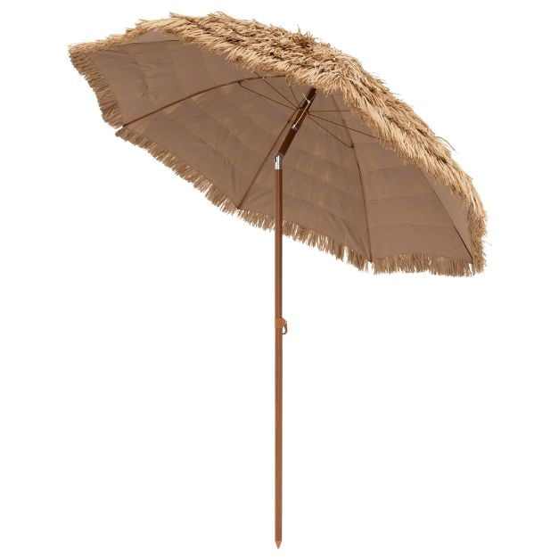 Thatched Tiki Umbrella 196 cm, Tilt, Waterproof Canopy