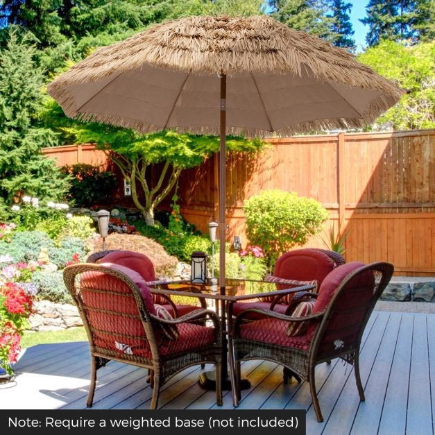 Thatched Tiki Umbrella 196 cm, Tilt, Waterproof Canopy