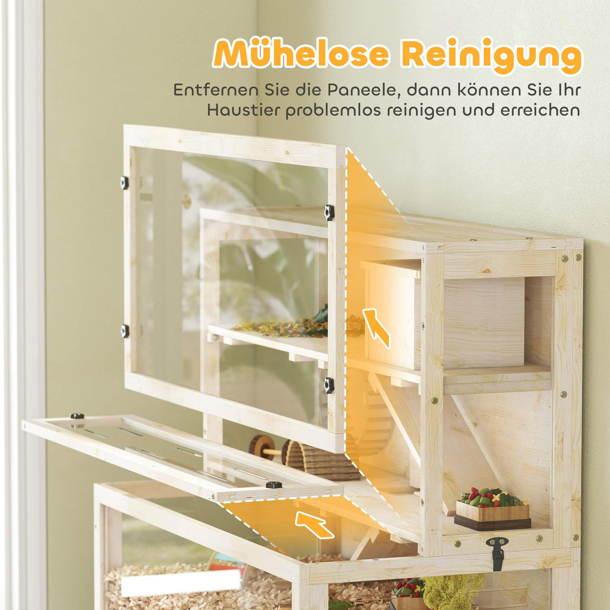 Three-Level Hamster Cage with Hut and Accessories, 100x50x84 cm