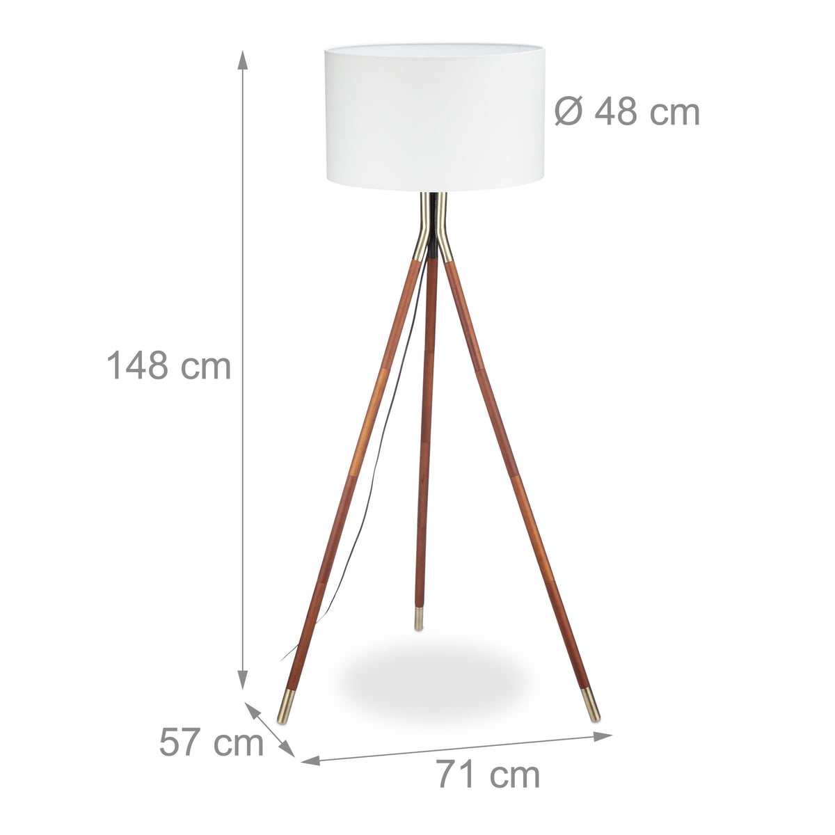 Three-legged floor lamp