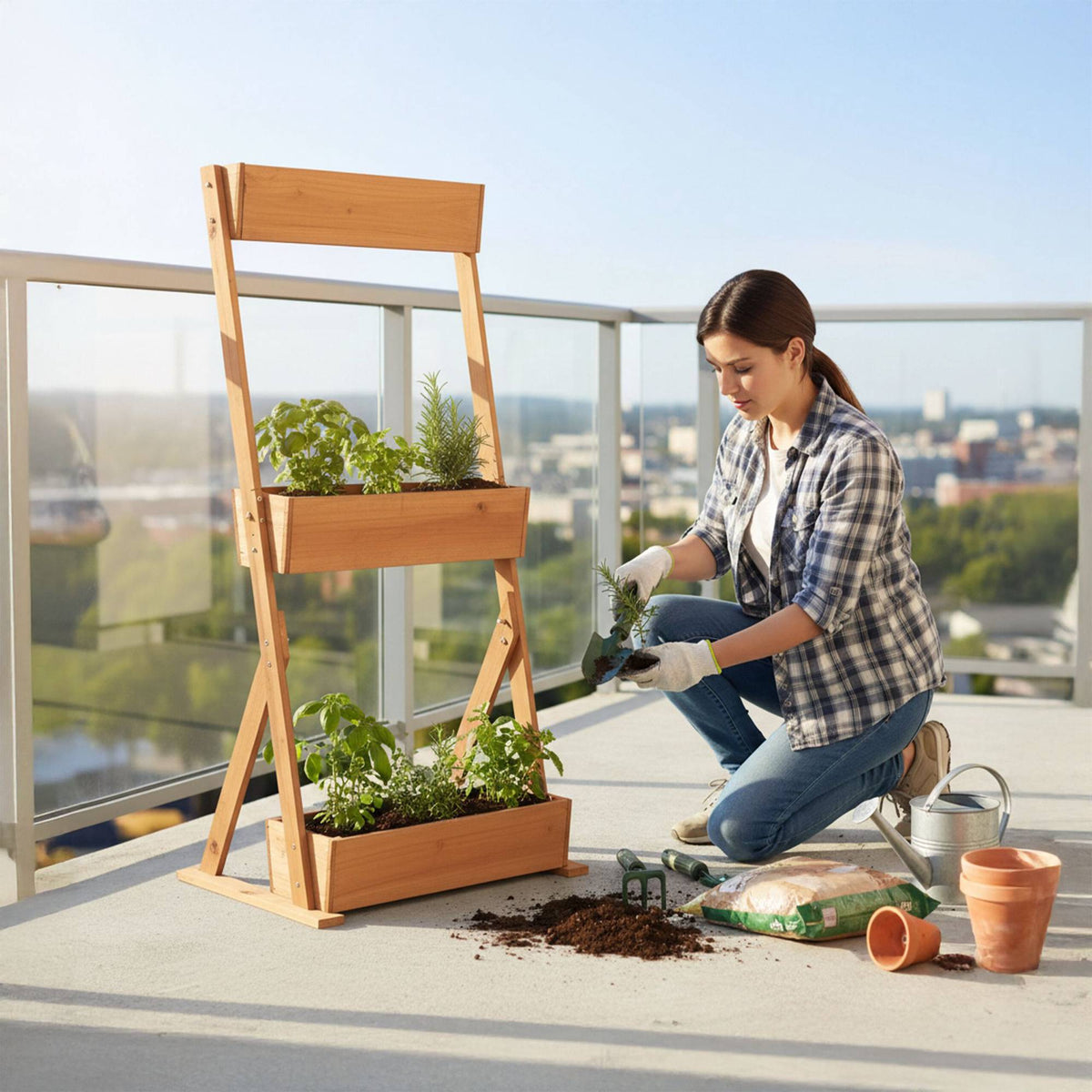 Tiered Planter with Boxes for Herbs & Vegetables