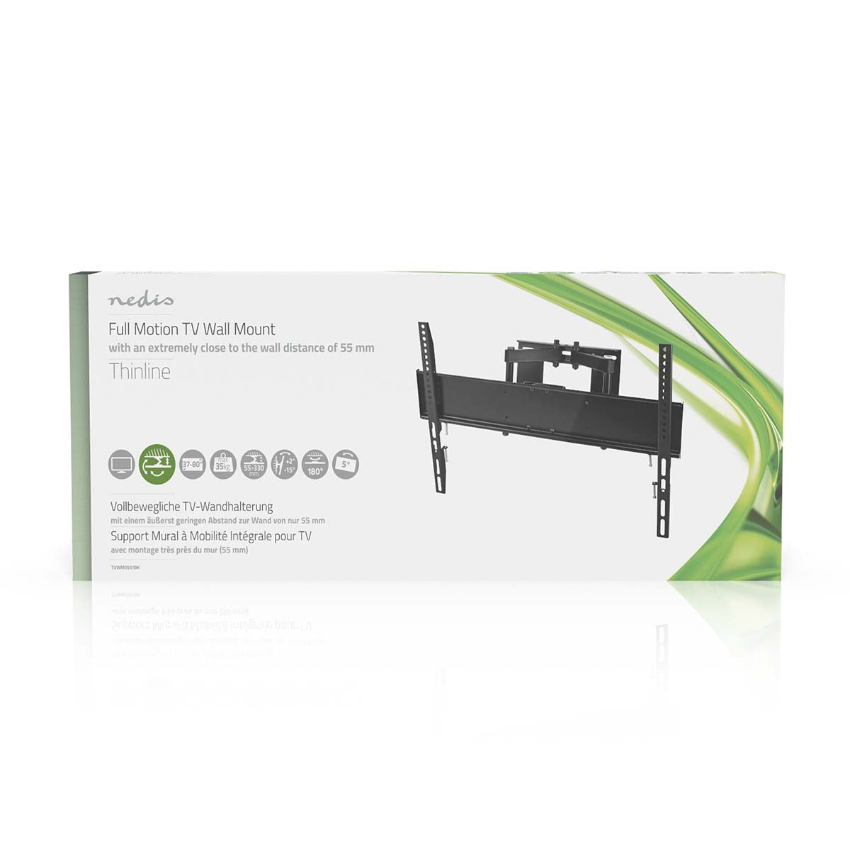 Tilt and swivel TV wall mount | 37-80 " | Maximum Screen Weight Supported: 35kg | Tiltable | Rotatable | Minimum Wall Distance: 55mm | Maximum Wall Distance: 330mm | 6 Pivot Point(s) | Steel | Black