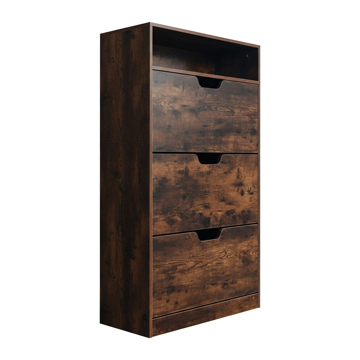 Tilting Shoe Cabinet with Adjustable Compartments & Shelf