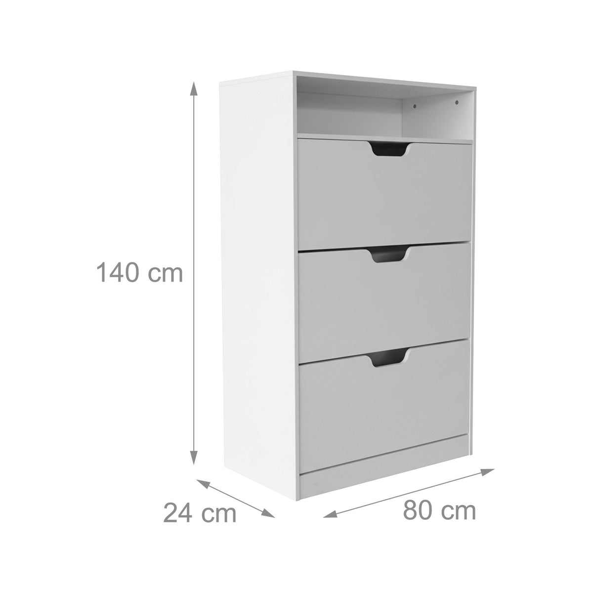 Tilting Shoe Cabinet with Adjustable Compartments & Shelf