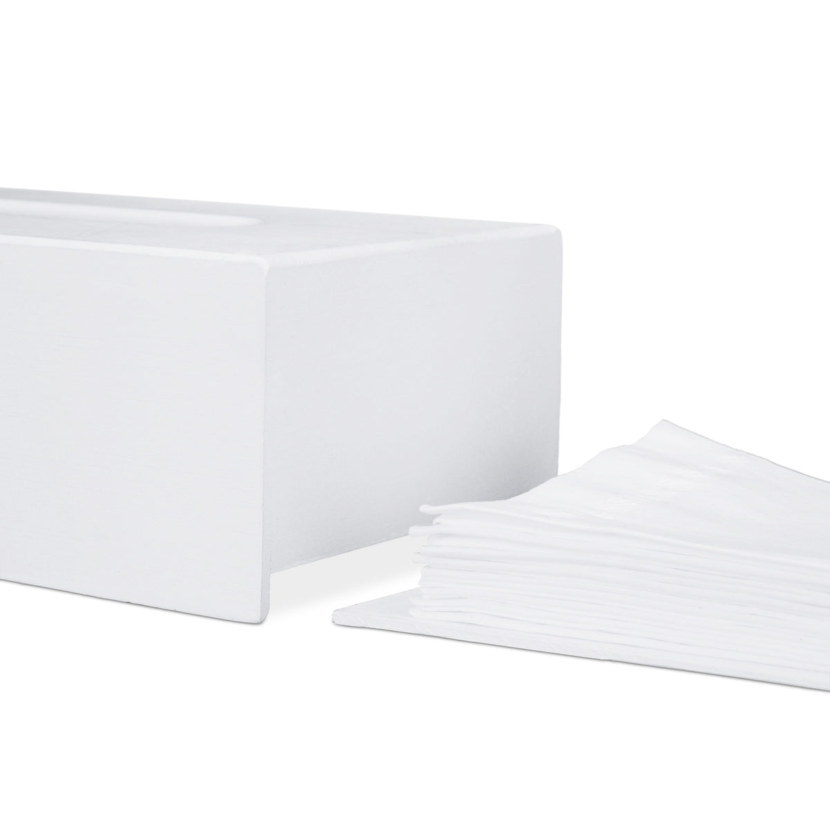 Tissue box for cosmetics Bamboo White