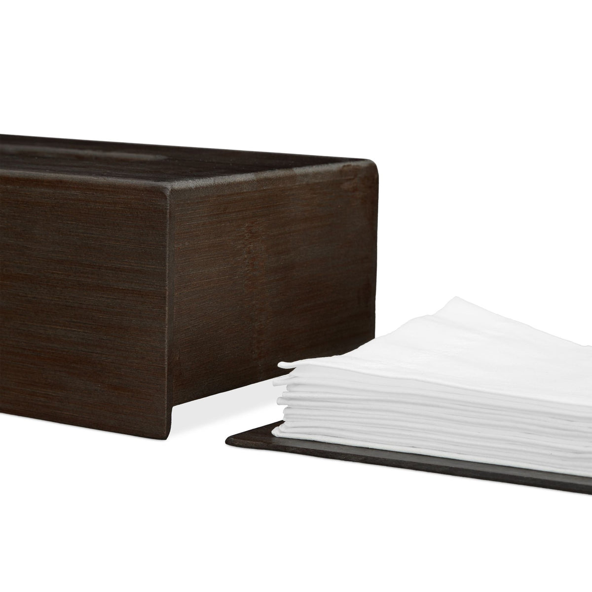 Tissue box in bamboo dark brown