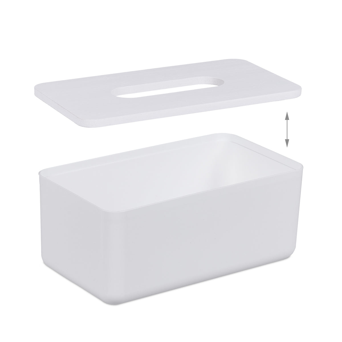 Tissue box with bamboo lid
