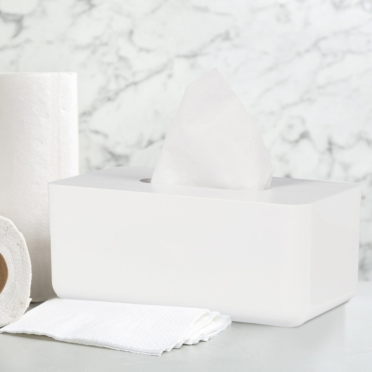 Tissue box with bamboo lid