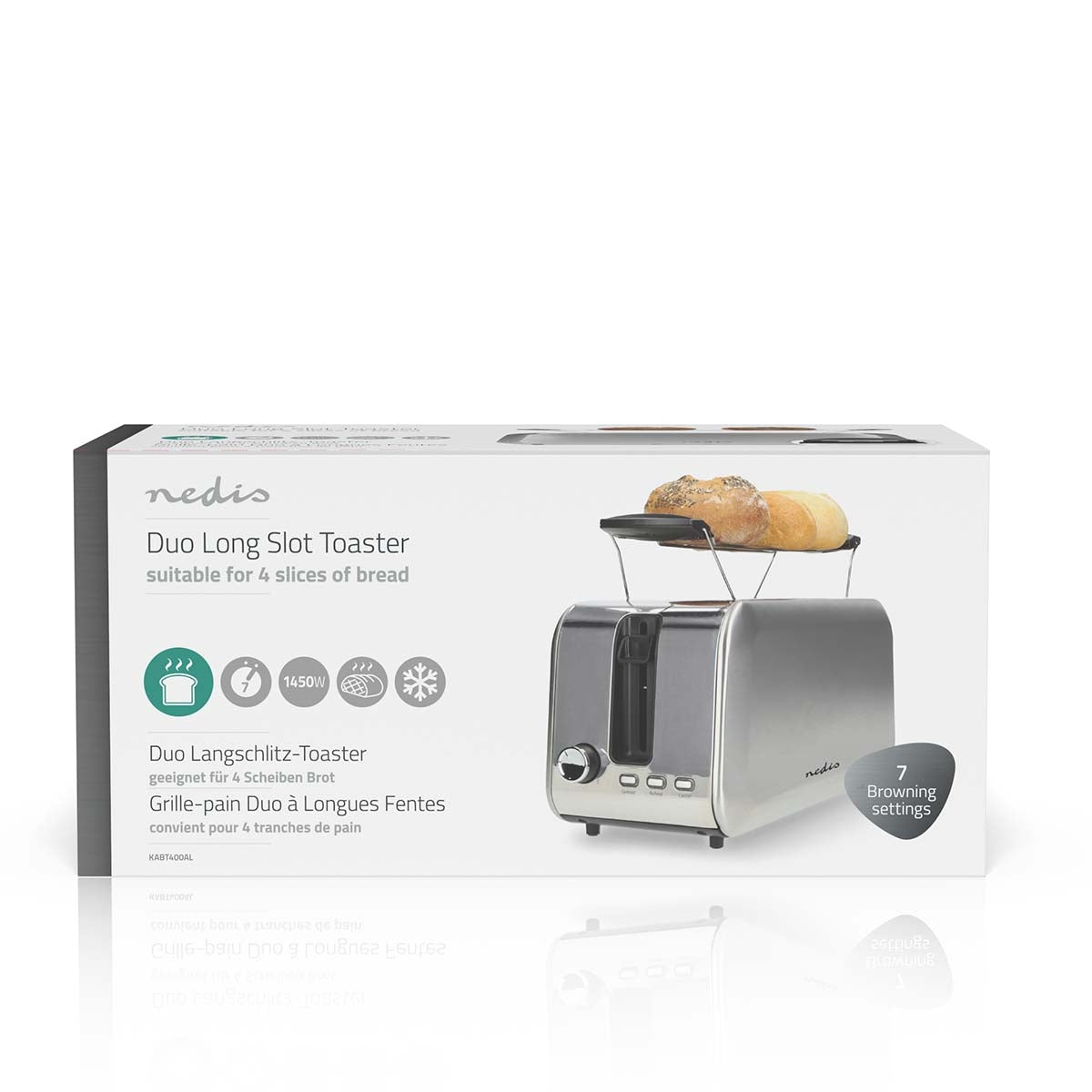 Toaster | 2 Slots | Browning levels: 7 | Defrost feature | Aluminium / Silver