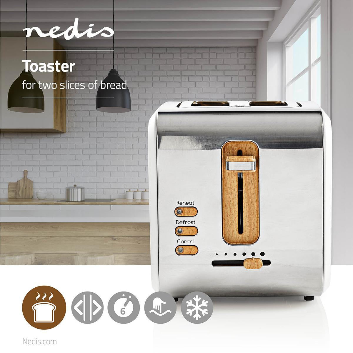 Toaster | Soft Touch Series | 2 Discs | Degree of brownness: 6 | Defrost function | White