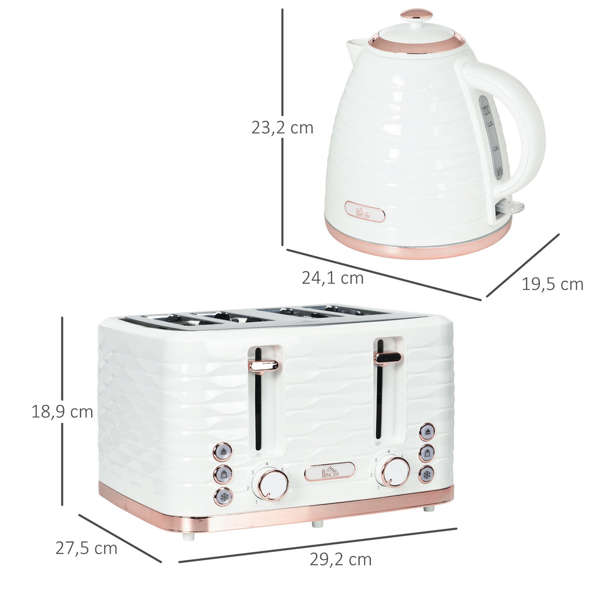 Toaster and Kettle Set, 7 Browning Levels, Defrost Function
