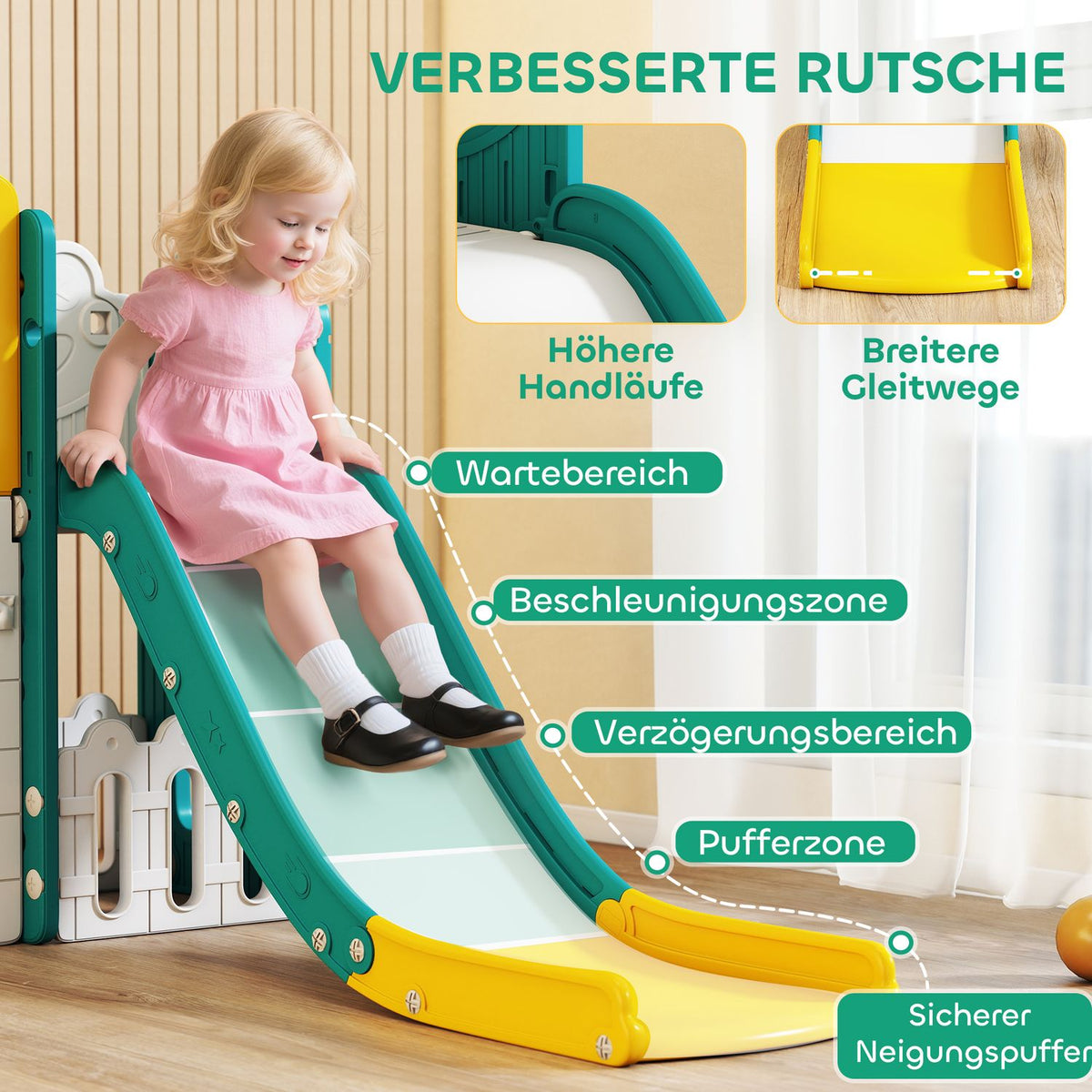 Toddler 7-in-1 Slide Set with Basketball Hoop, Indoor/Outdoor