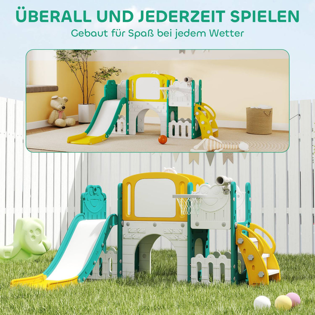 Toddler 7-in-1 Slide Set with Basketball Hoop, Indoor/Outdoor