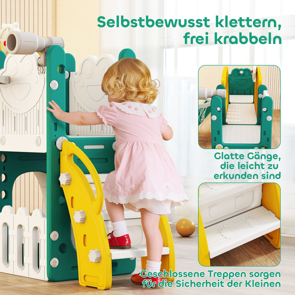 Toddler 7-in-1 Slide Set with Basketball Hoop, Indoor/Outdoor