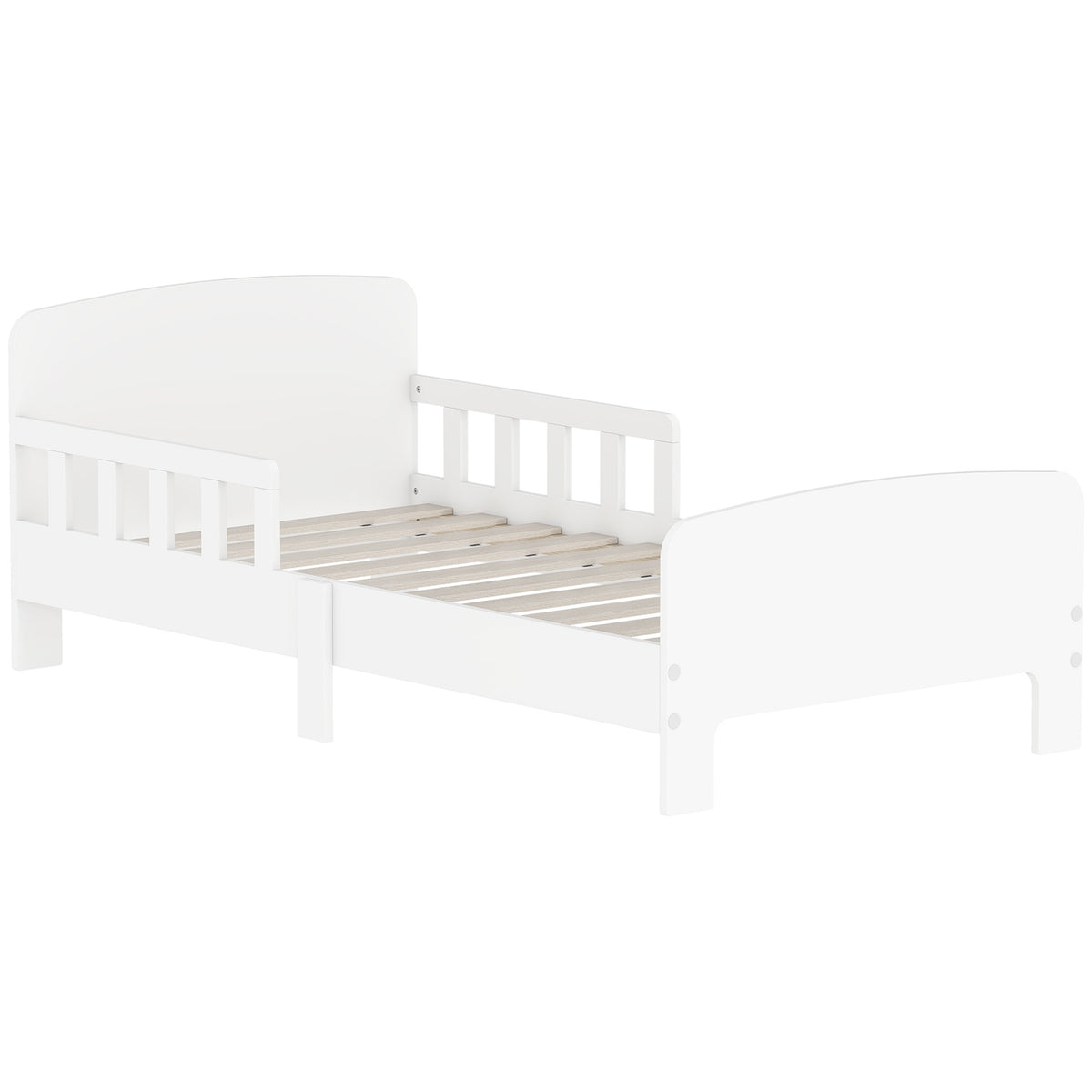 Toddler Bed with Safety Rails, MDF, Ages 3-8, White