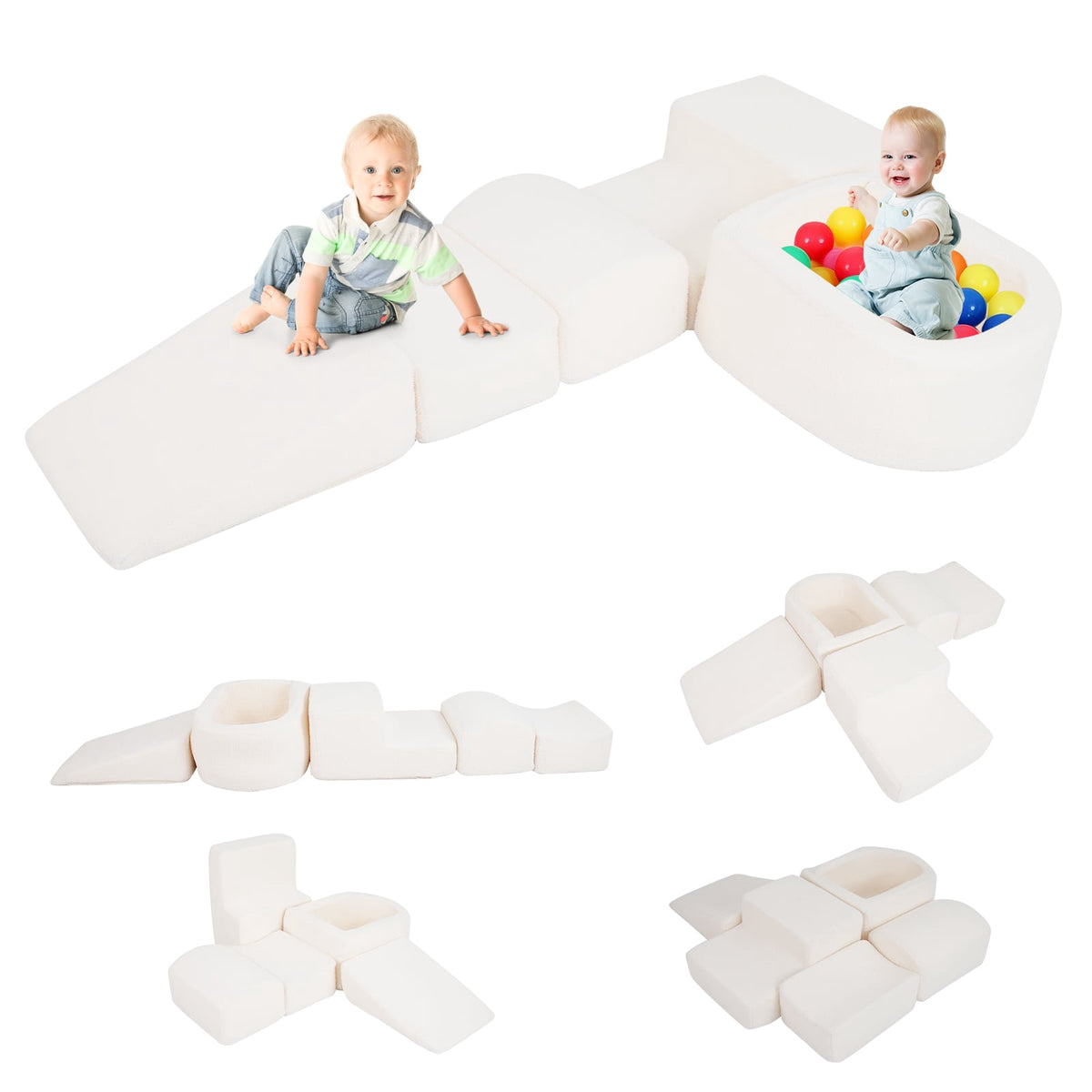 Toddler Foam Playset with Ball Pit & Sherpa Covers