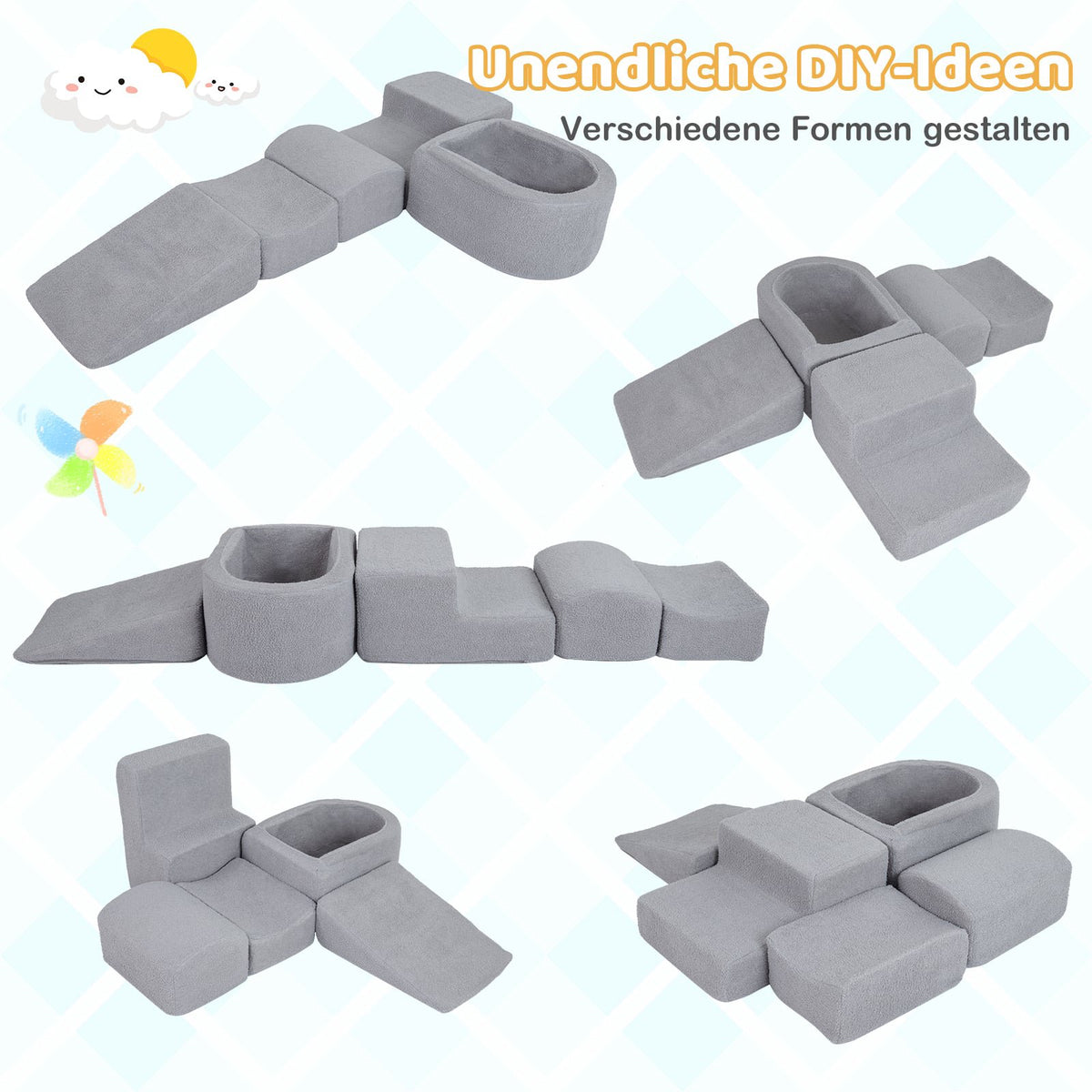 Toddler Foam Playset with Ball Pit & Sherpa Covers