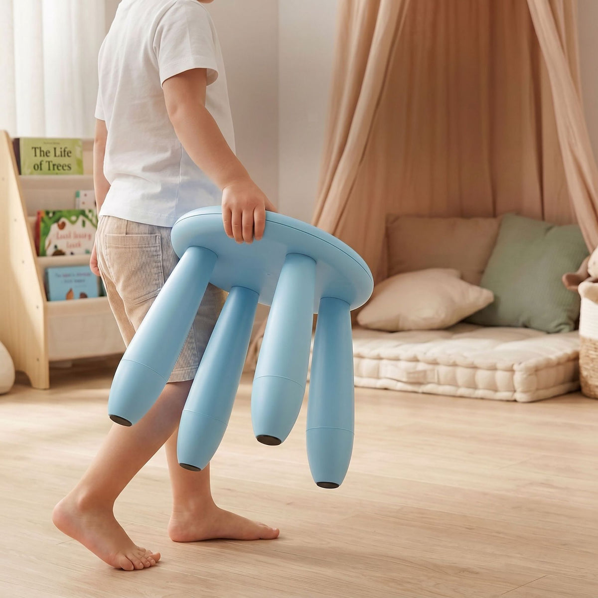 Toddler Stool, Blue Plastic – 26x28 cm