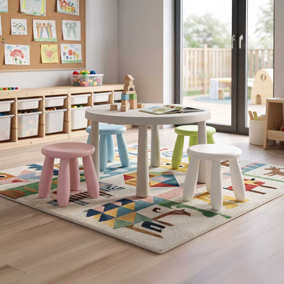 Toddler Stool, Blue Plastic – 26x28 cm
