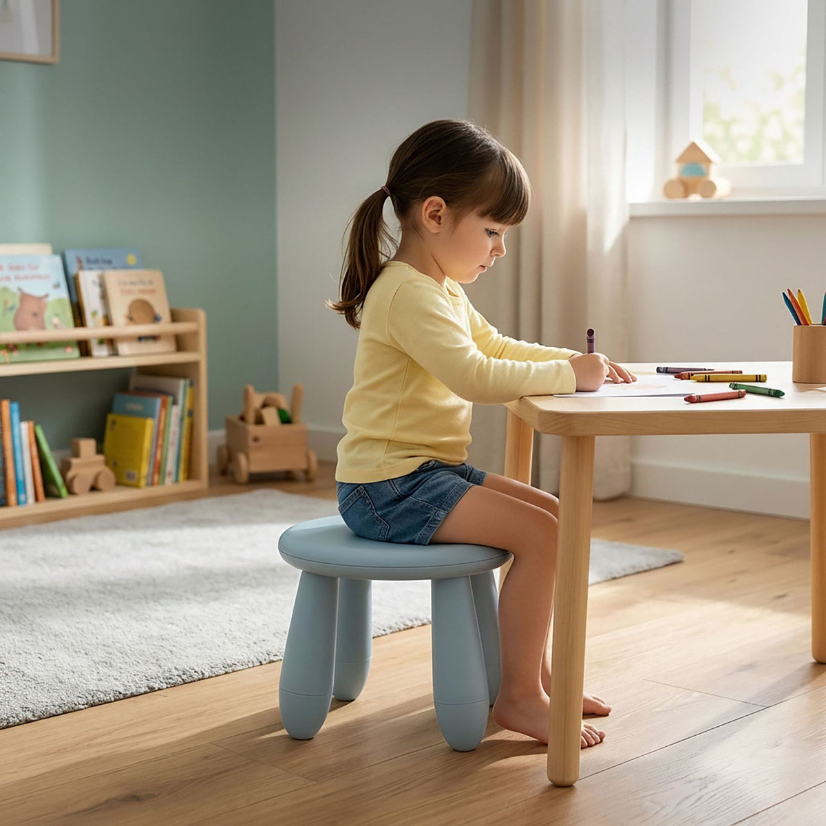 Toddler Stool, Blue Plastic – 26x28 cm