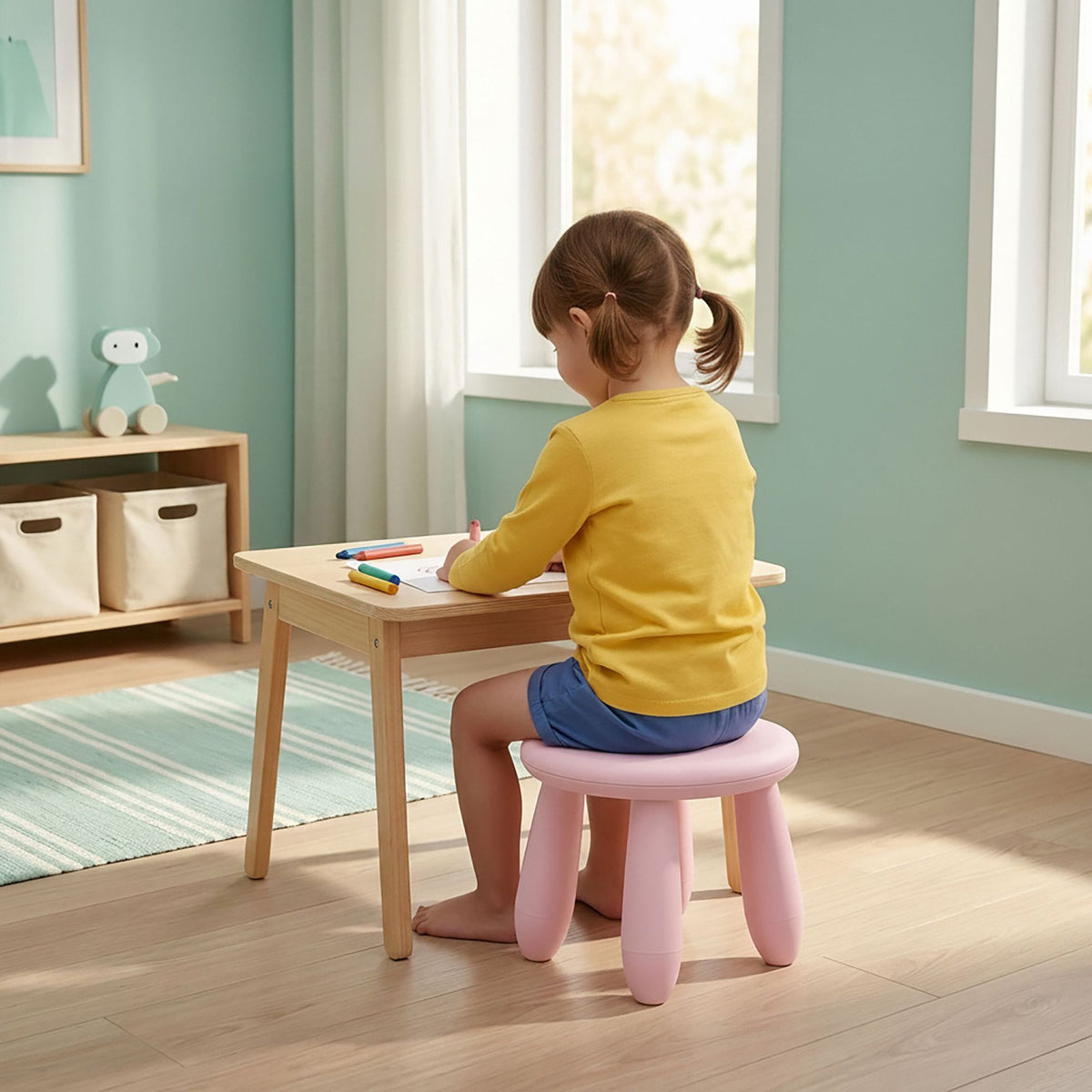 Toddler Stool, Pink Plastic – 26 x 28 cm