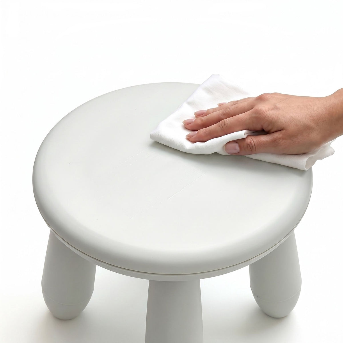 Toddler Stool, White Plastic, 26x28 cm