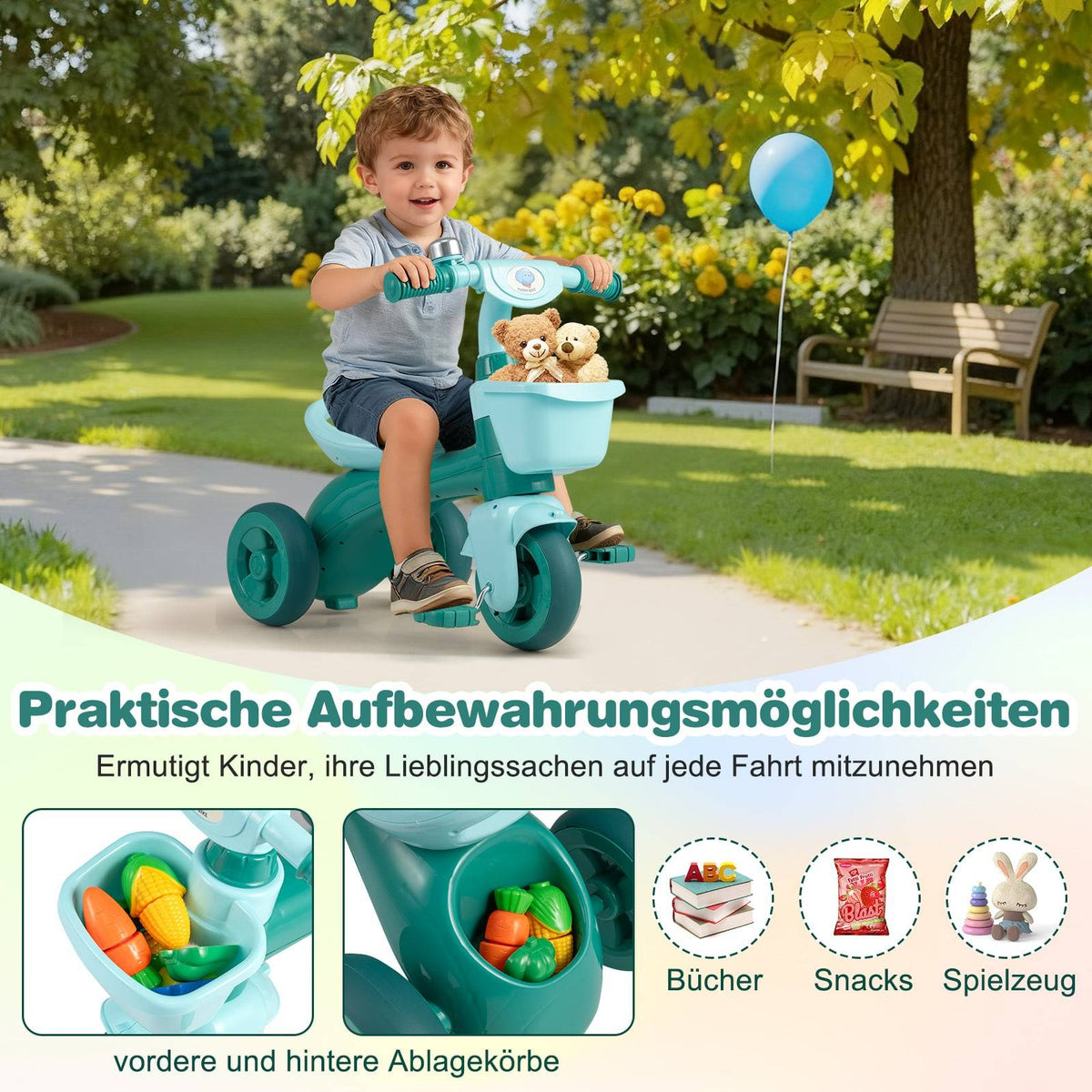 Toddler Tricycle with Limited Steering, Bell, Ergonomic Seat